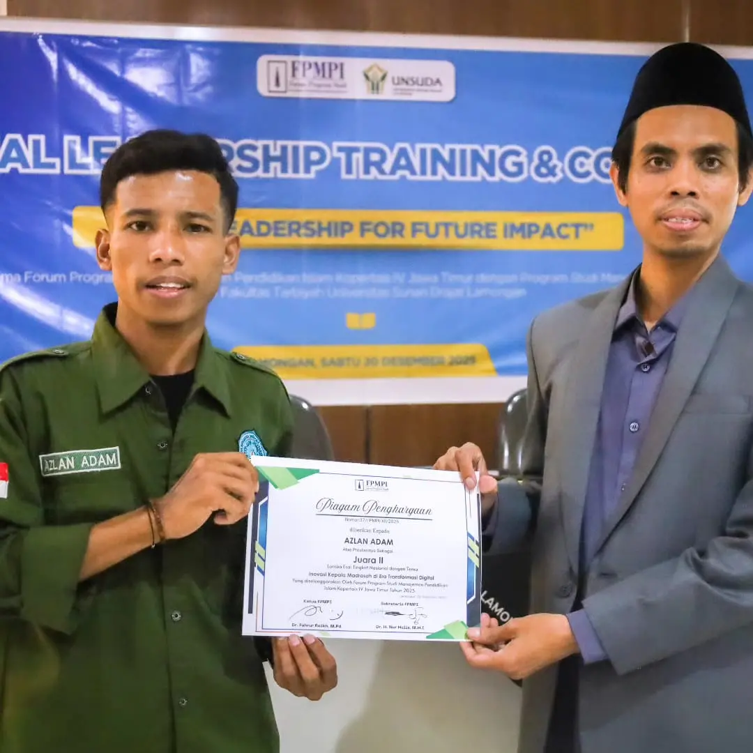 Mahasiswa MPI IAI-UW Jombang, Azlan Adam Raih Juara 2 Lomba Esai Tingkat Nasional